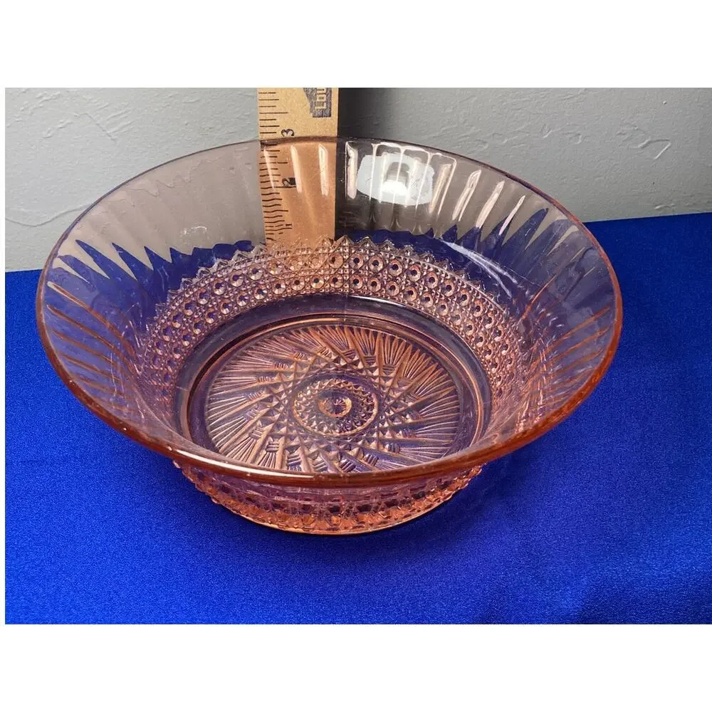 Vintage pink depression glass serving salad bowl